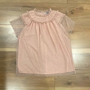 Mesh, semi-sheer polka dot blouse